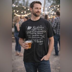 Vintage Hallmark Shoebox Greetings Alien Graphic T-Shirt Black Size Large USA